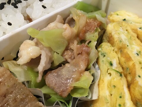 お弁当に！キャベツと豚肉の炒め物ケチャップチーズ味